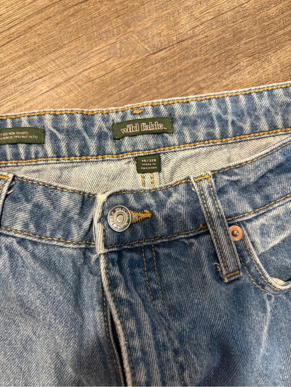 Light Blue Rolled-Hem Denim Shorts